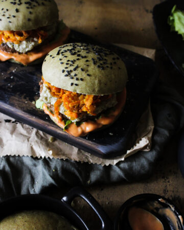 vegan matcha burger buns