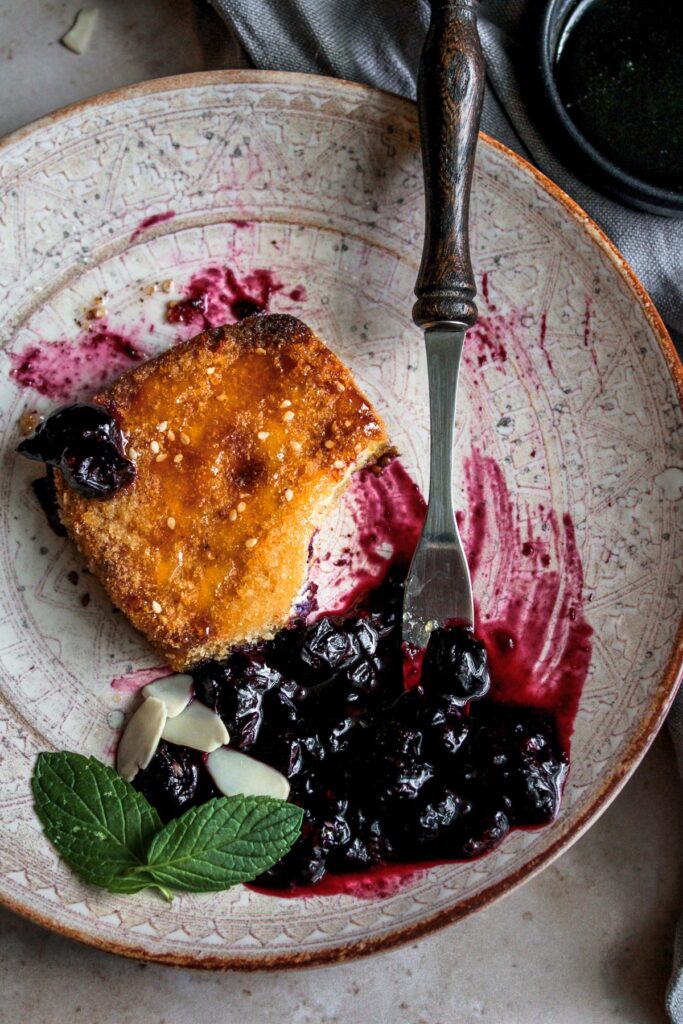 tofu al forno agrodolce con salsa di mirtilli